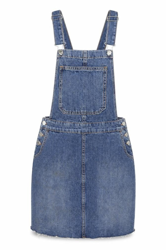 F&F Women's Blue Denim Pinafore Dress Size 8