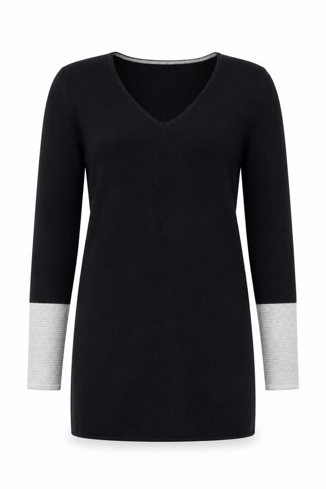 Marks & Spencer Women's Black Jumper Size 10 V-Neck