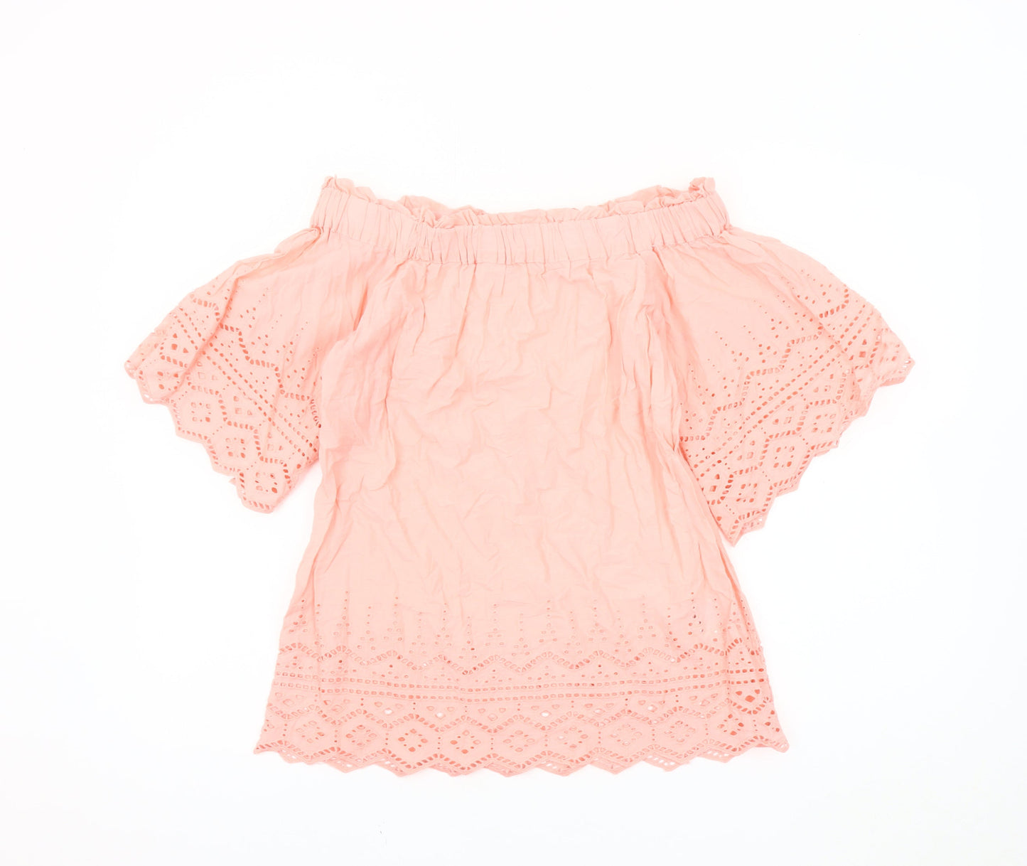 H&M Women's Pink Cropped Blouse, Off Shoulder, Size 4