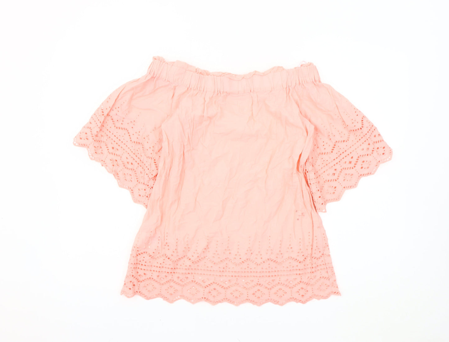 H&M Women's Pink Cropped Blouse, Off Shoulder, Size 4