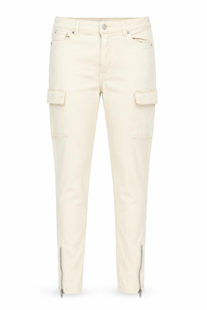 Primark Women's Beige Cargo Jeans, Size 8, with Ankle Zip