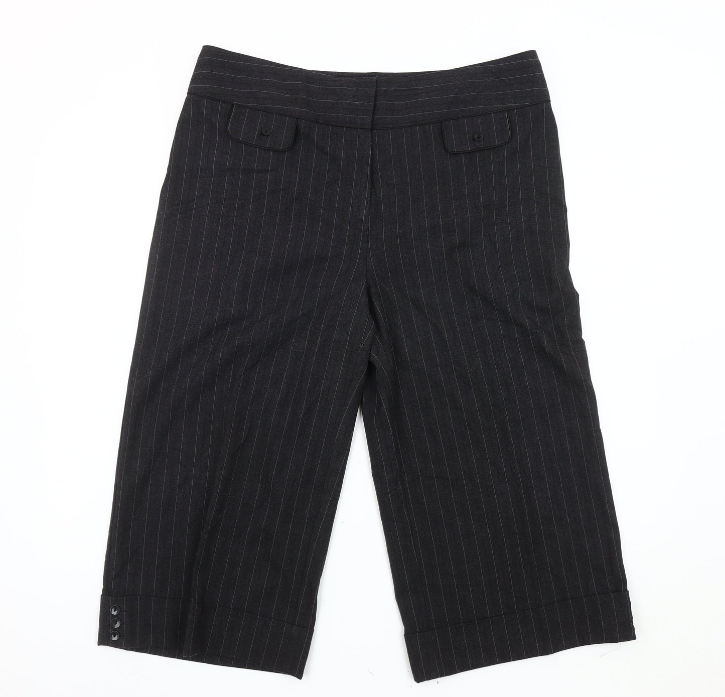 CMD Women's Black Striped Cropped Trousers Size 16