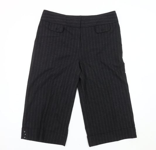 CMD Women's Black Striped Cropped Trousers Size 16