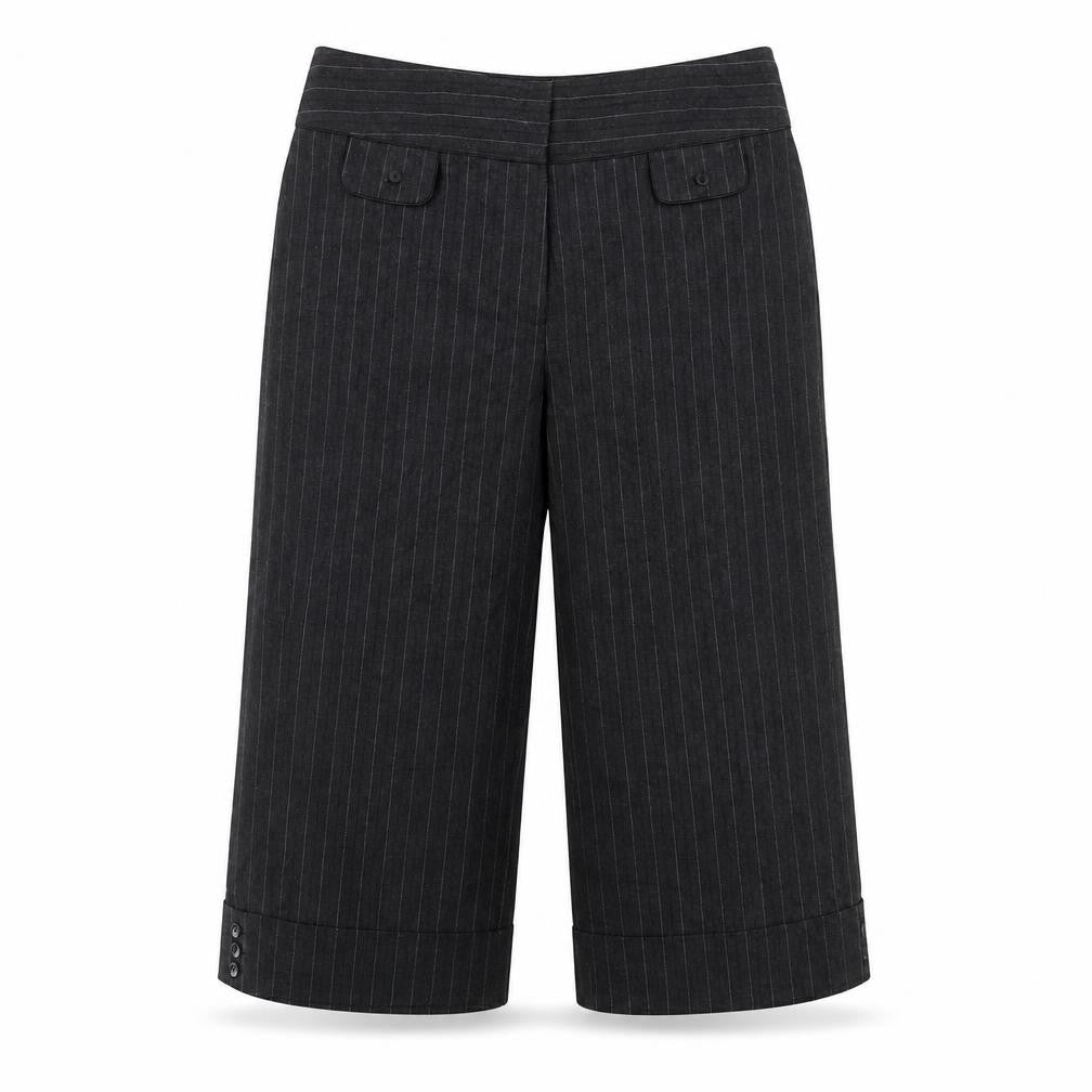 CMD Women's Black Striped Cropped Trousers Size 16
