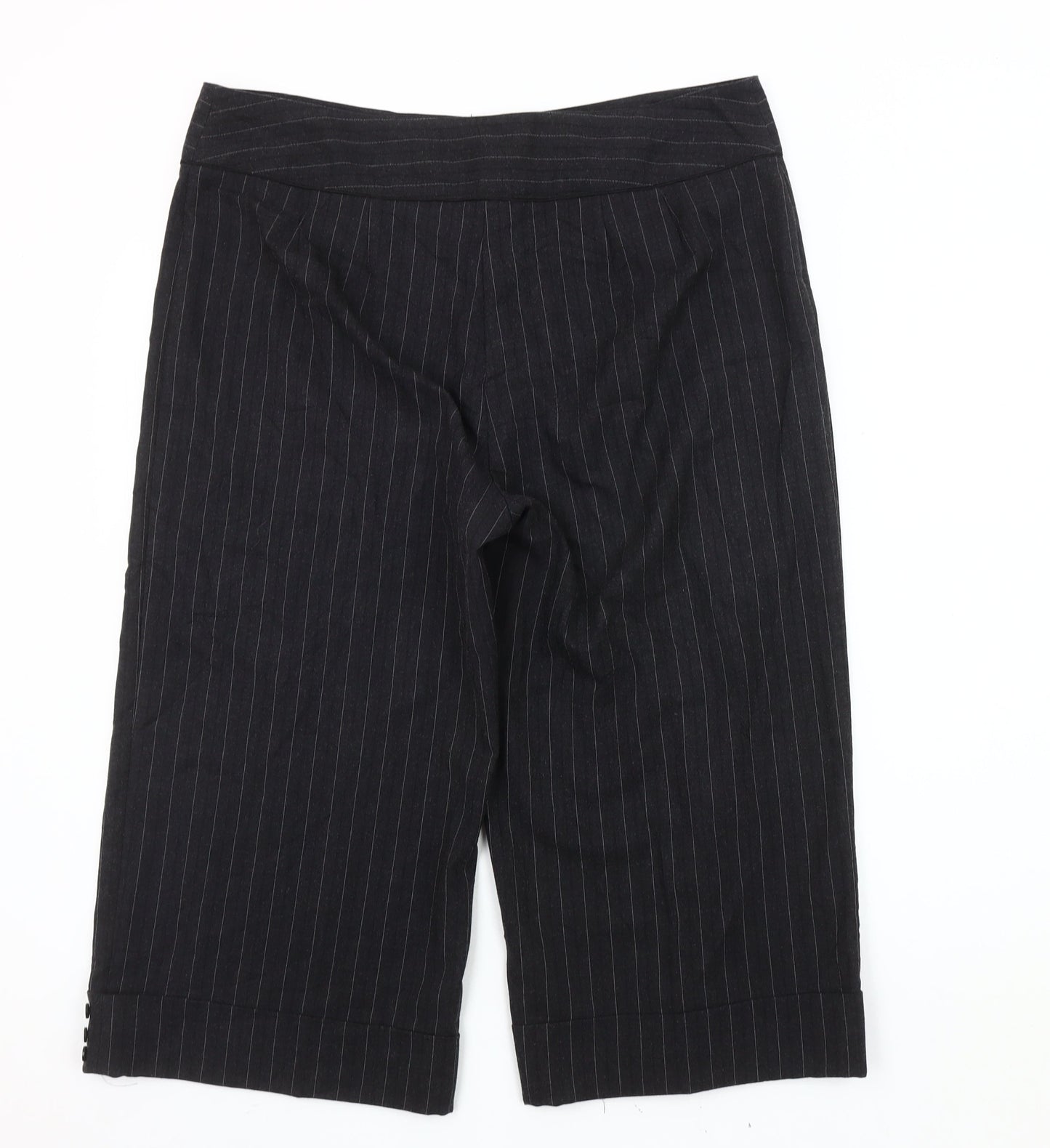 CMD Women's Black Striped Cropped Trousers Size 16