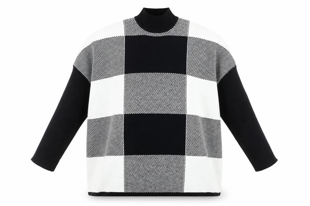 Donna Lewis Women's Black & White Check Jumper S