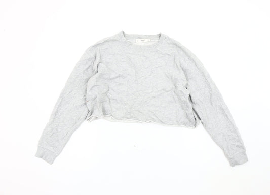 Mango Women's Grey Cotton Pullover Sweatshirt Size 14