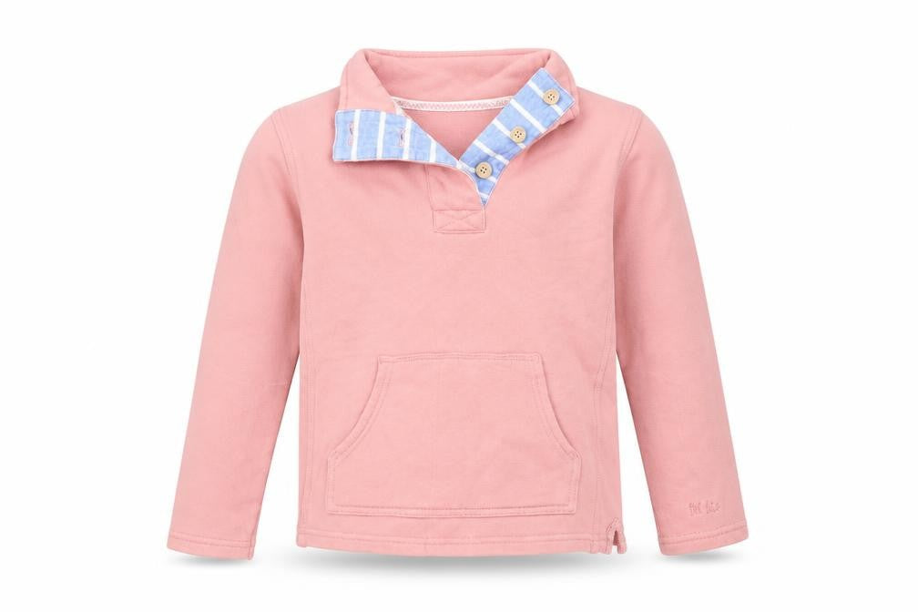 Fat Face Girls Pink Henley Sweatshirt 8 Years Button Accent