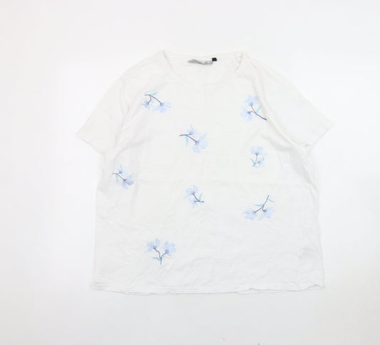 ISLE Essentials Women's White L Floral T-Shirt