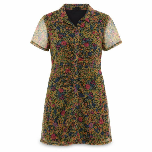 Front view of Wednesday's Girl Women Multicoloured Floral Shirt Dress L