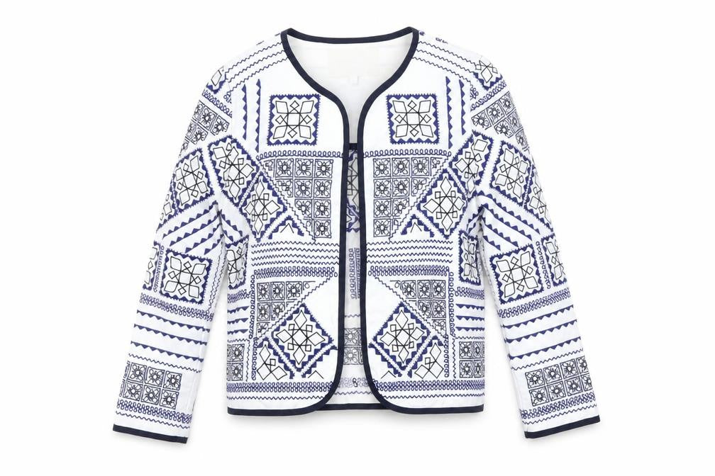 River Island Women’s White Geometric Blazer, Size 6