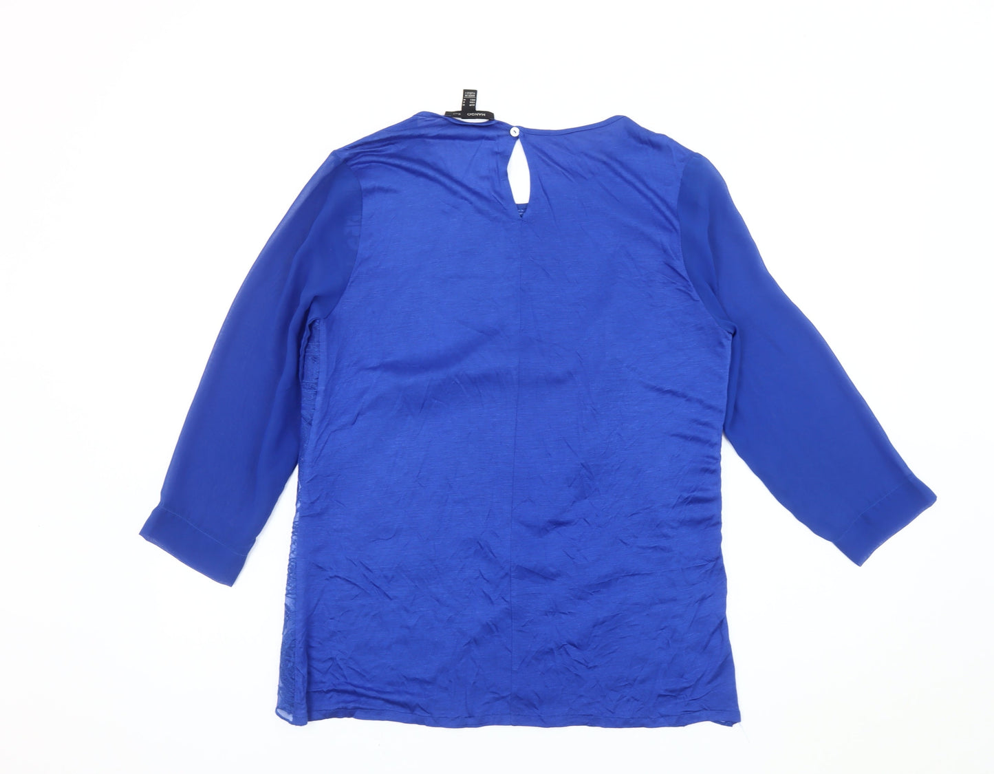 Mango Women Blue 3/4 Sleeve Blouse Size M