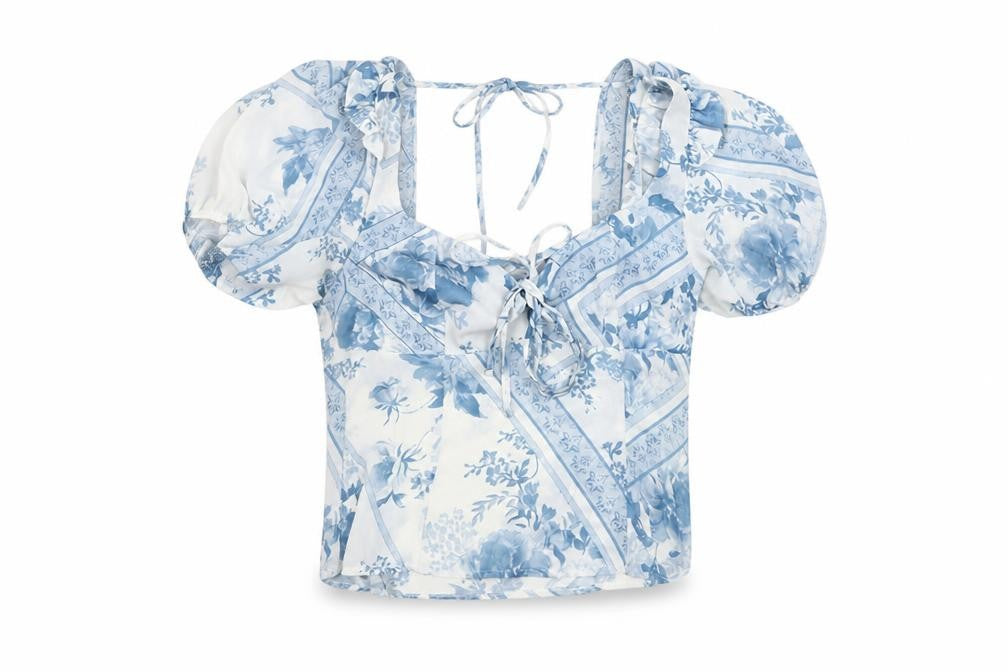 ASOS DESIGN Women's Blue Floral Blouse Size 10