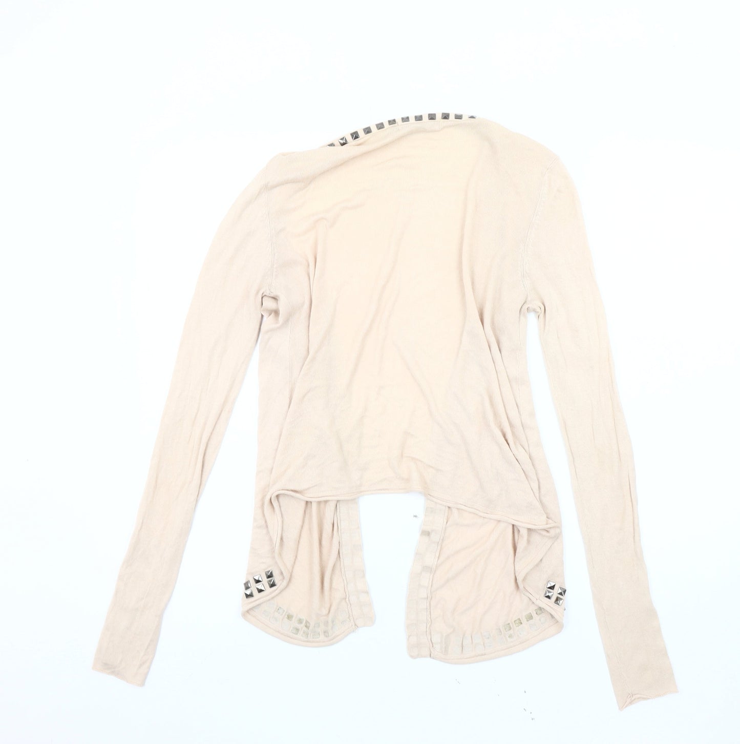 Saint Tropez Beige Studded Women’s Open Front Cardigan Size S