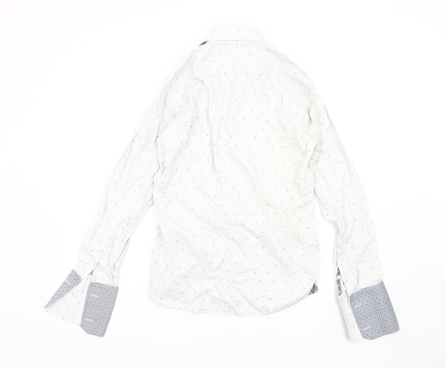 Ted Baker Men's White Geometric Long Sleeve Shirt, Size 15