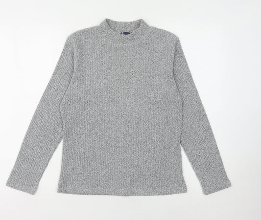 Dash Women's Grey Mock Neck Pullover Jumper Size 10