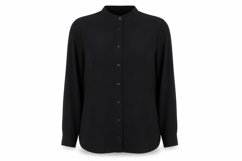 Warehouse Women's Black Blouse, Size 12, Long Sleeve Button-Up