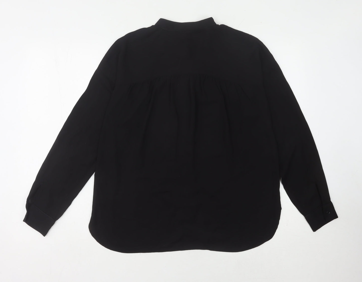 Warehouse Women's Black Blouse, Size 12, Long Sleeve Button-Up