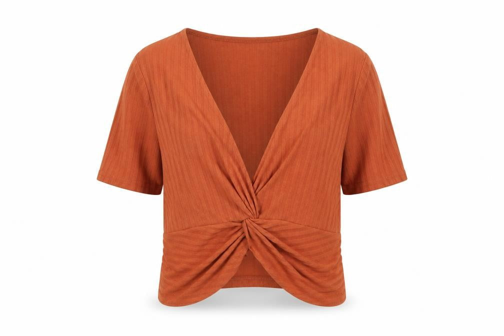 Zara Women's Orange Cropped Blouse, Size 12, Slim Fit