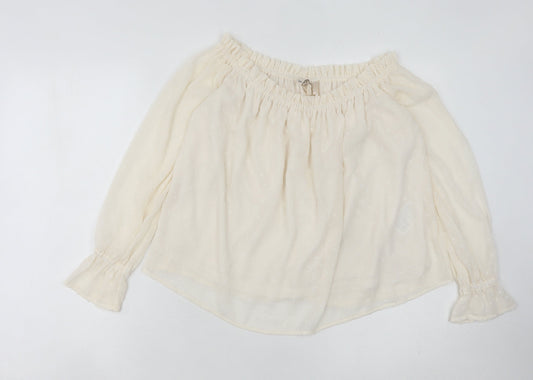 H&M Women's Ivory Off-Shoulder Blouse, Size 8