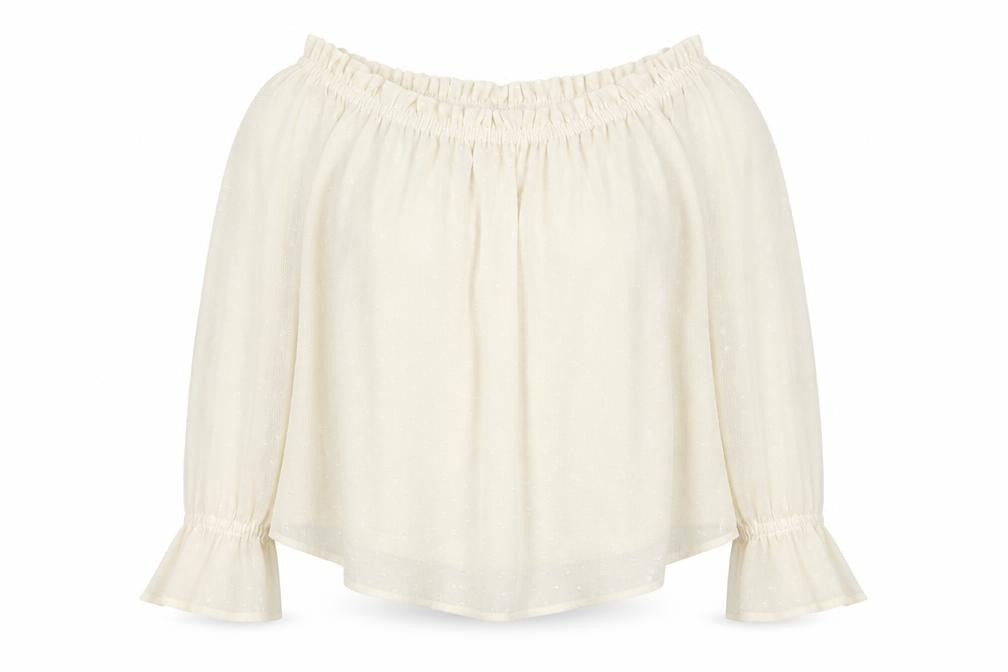 H&M Women's Ivory Off-Shoulder Blouse, Size 8