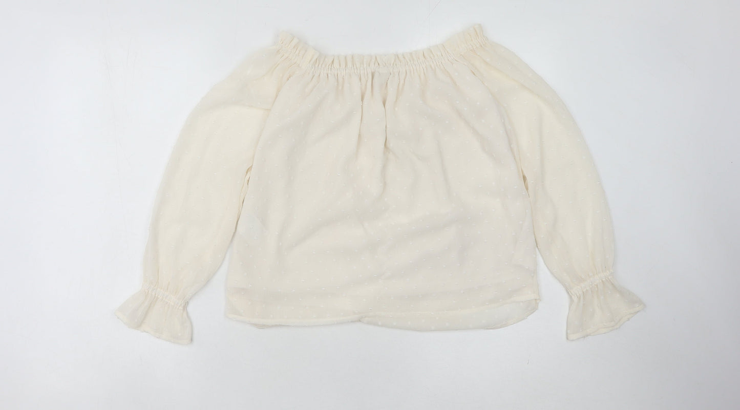 H&M Women's Ivory Off-Shoulder Blouse, Size 8