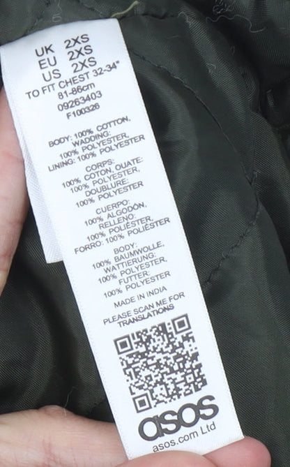 Close-up detail of ASOS Men's Green Corduroy Basic Jacket Size 2XS