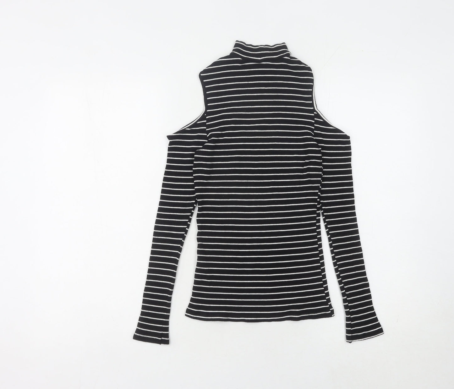 ASOS Women's Black Striped Cold Shoulder Jumper