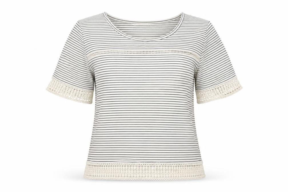 Next Women's Striped Cotton T-Shirt, Size 12, White