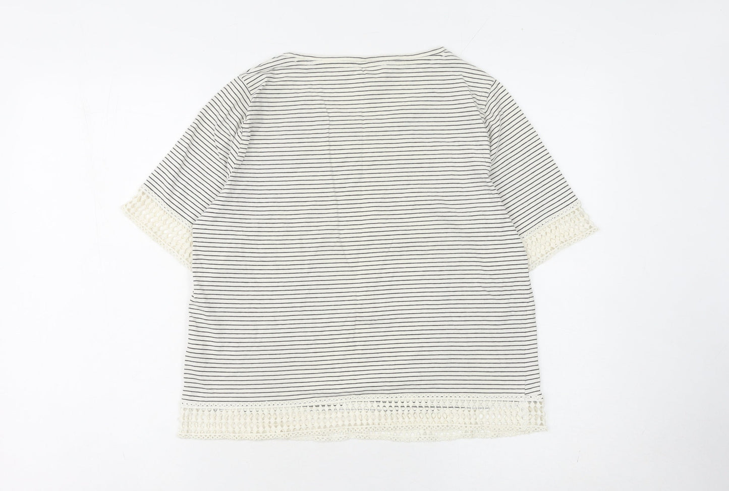 Next Women's Striped Cotton T-Shirt, Size 12, White