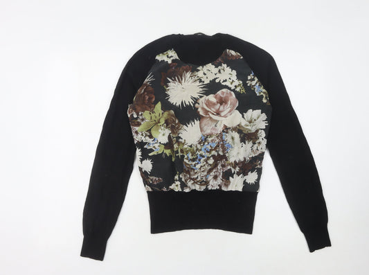 Emma Cook Women's Black Floral Jumper Size 10