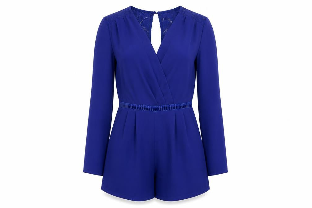 Loving Things Women's Blue Lace Playsuit Size 10