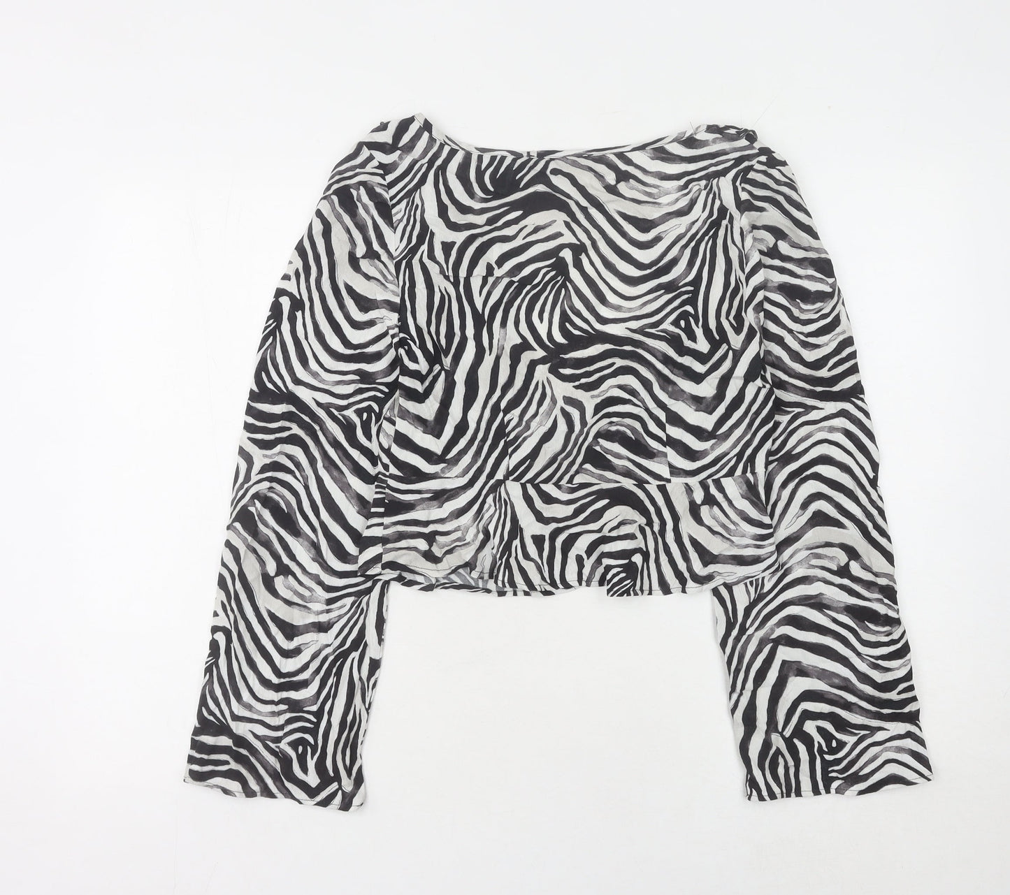 Pull&Bear Women's Black Zebra Print Blouse, UK Size 10