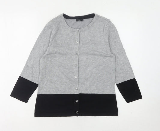 M&Co Womens Grey Cardigan Size 12, 3/4 Sleeve