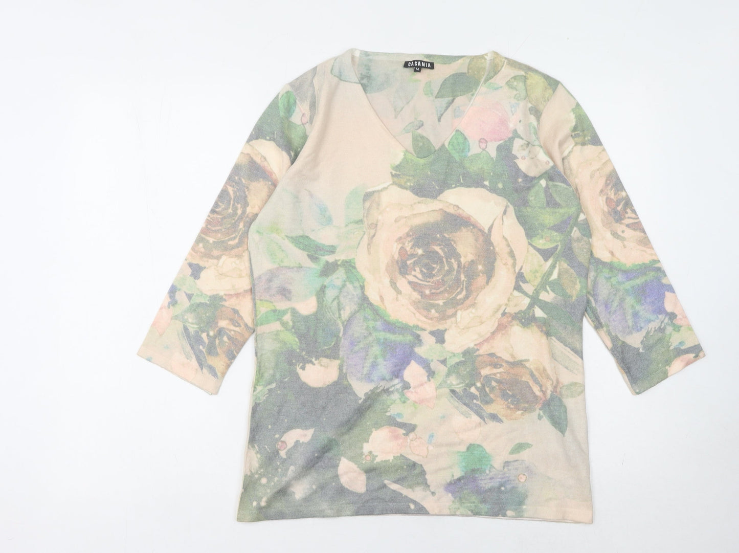 Casamia Women's Multicoloured Floral V-Neck Jumper M