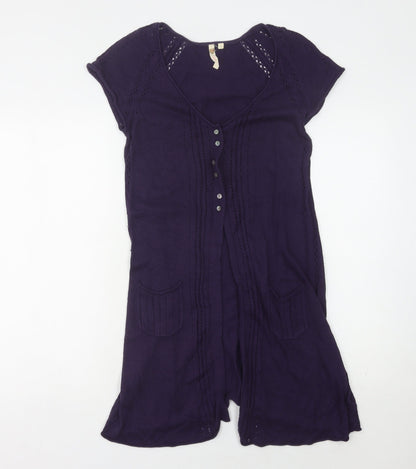 Additional front view of Women's Purple V-Neck Cardigan -, size 12
