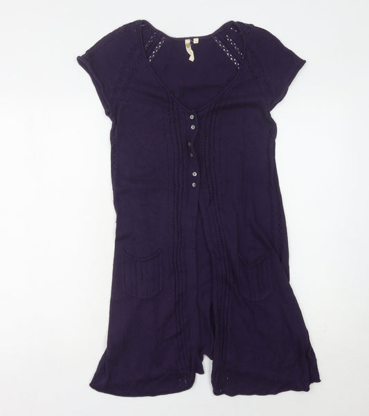 Women's Purple V-Neck Cardigan - Size 12