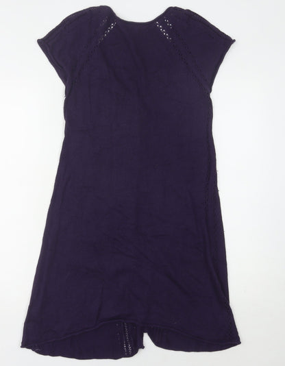 Back view of Women's Purple V-Neck Cardigan -, size 12