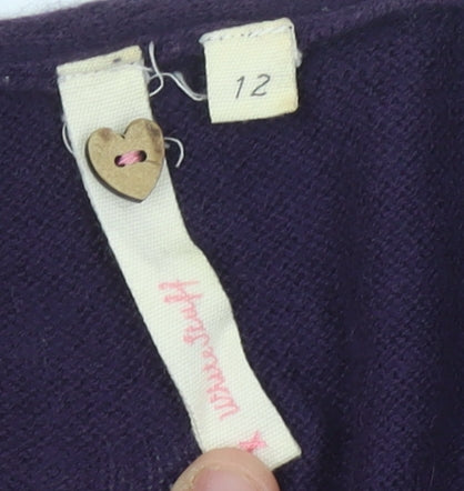 Women's Purple V-Neck Cardigan - Size 12
