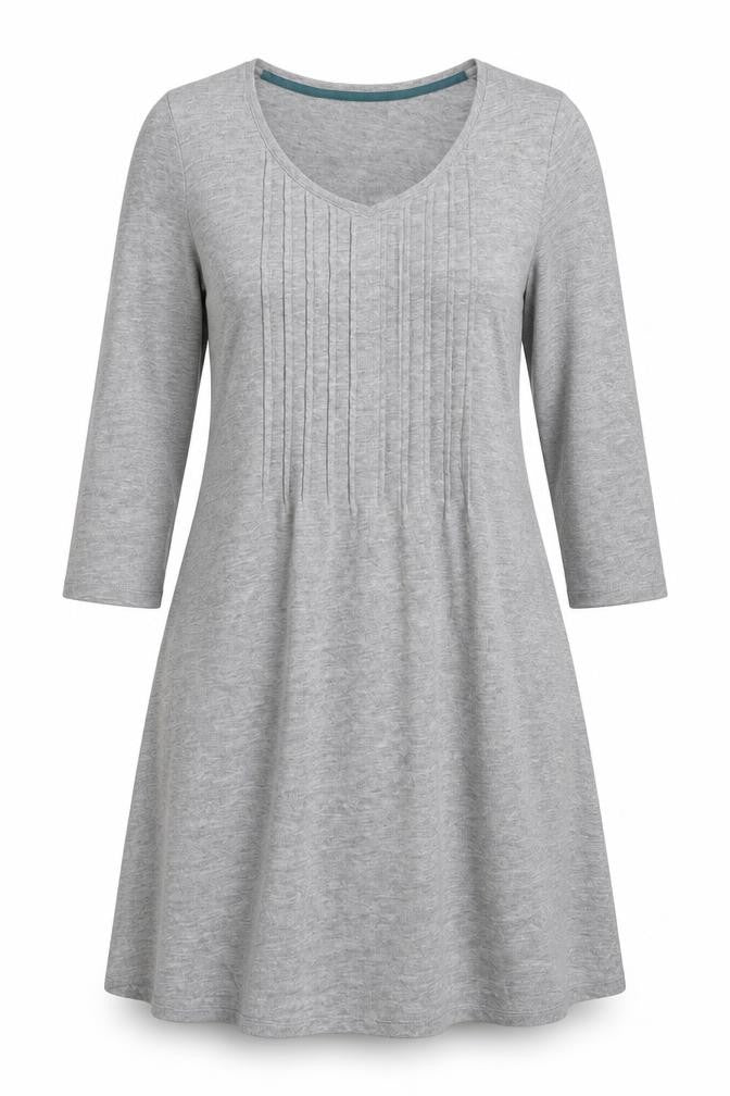 East Women's Grey V-Neck Dress Size 14, 3/4 Sleeve Knit
