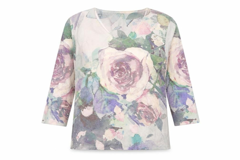 Casamia Women's Multicoloured Floral V-Neck Pullover Jumper M