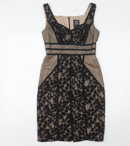 JAX Women's Black Floral Knee-Length Sheath Dress