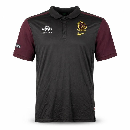 Front view of Nike Men's Black Rugby Polo L - Short Sleeve Sports Top