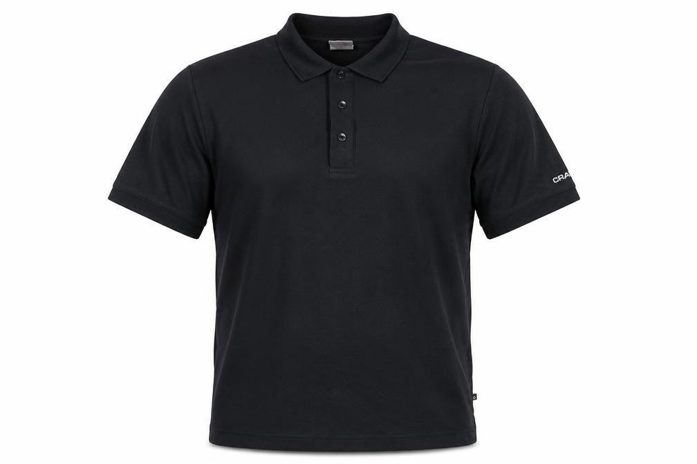 Craft Men's Black Polo Shirt, Size M, Short Sleeve