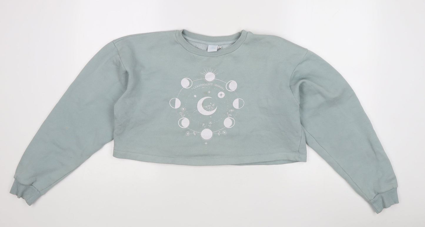 Skinnydip Women’s Green Celestial Graphic Pullover Sweatshirt M