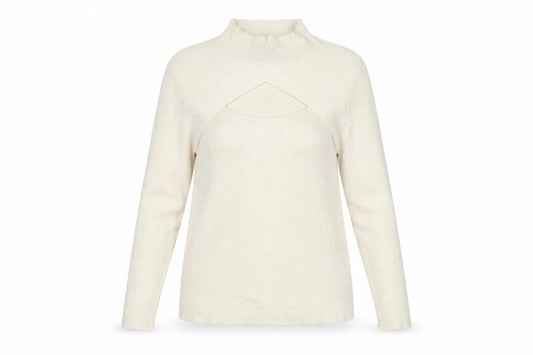 F&F Women's Ivory Mock Neck Pullover, Size L