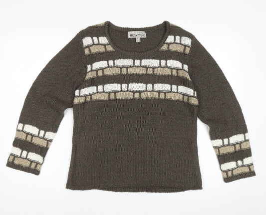 Marble Women's Brown Striped Knit Jumper - Size 14