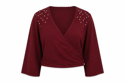 Front view of Lindy Bop Women's Red Wrap Jumper XL