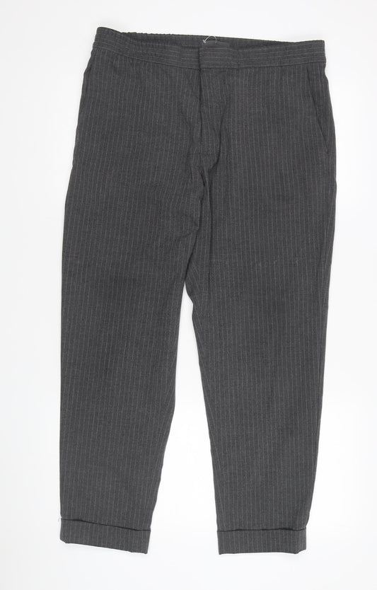 Zara Women's Grey Cropped Trousers - Size 20