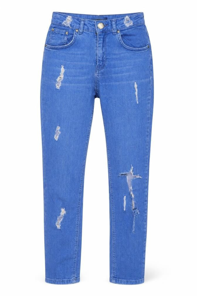 Select Women's Blue Skinny High-Rise Distressed Jeans